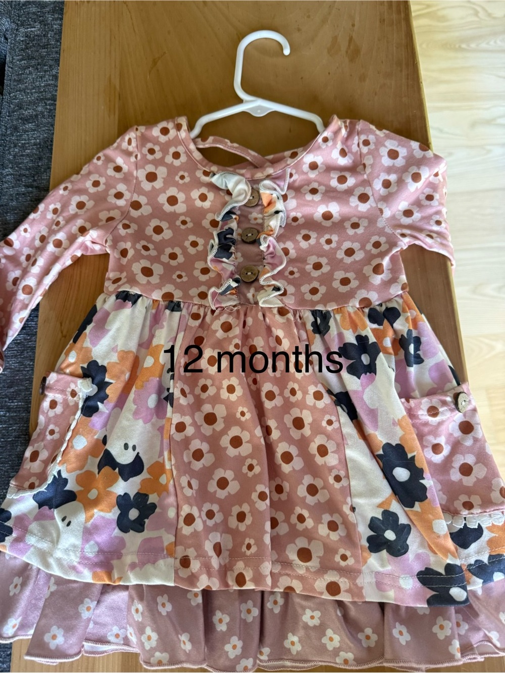 Baby Girls Pink Floral Ruffle Dress